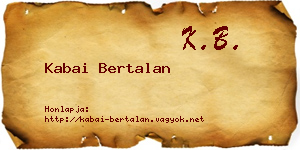 Kabai Bertalan névjegykártya